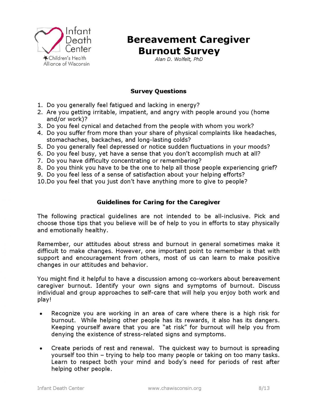 Bereavement Caregiver Burnout Survey - Children's Health Alliance of ...