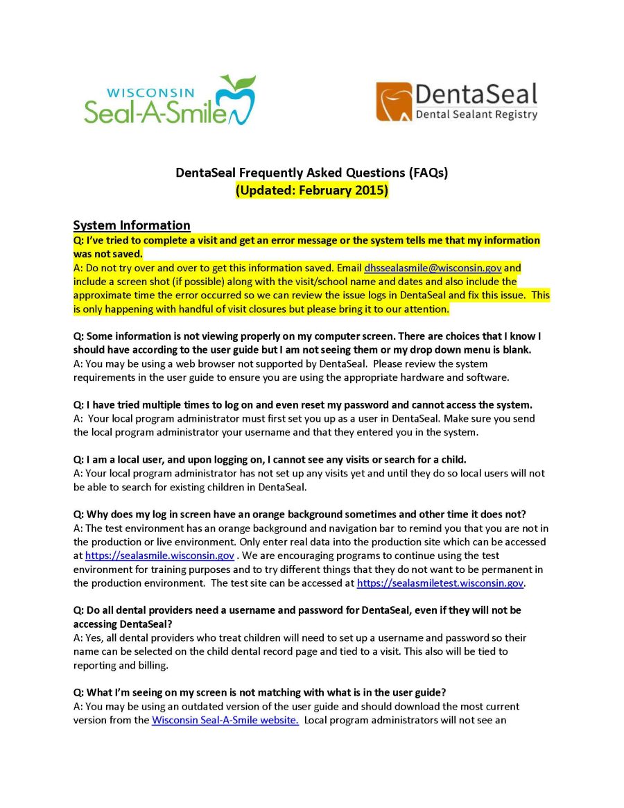 DentaSeal FAQ