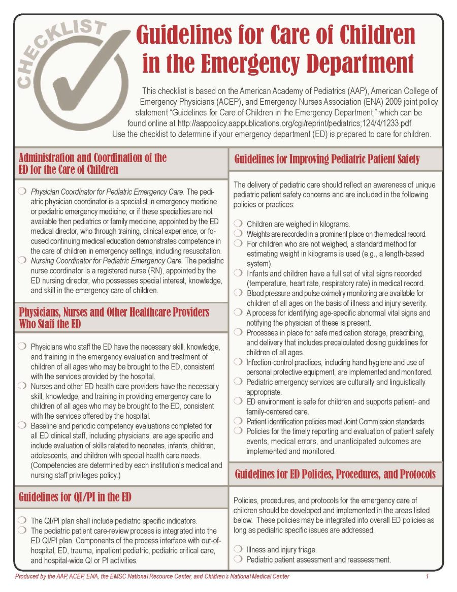 Emergency Department Checklist