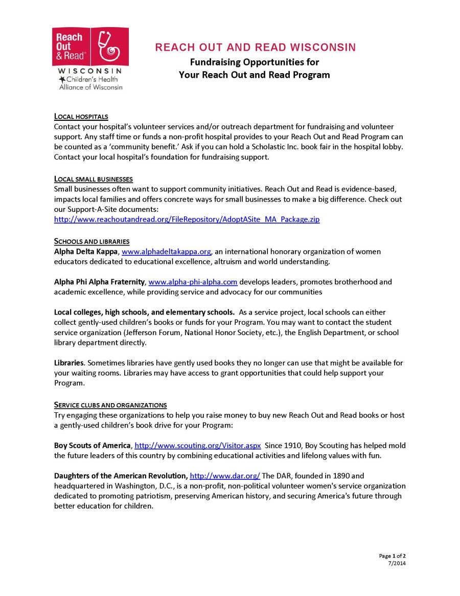Fundraising Opportunities for Your Reach Out and Read Program